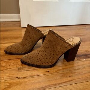 Sam Edelman Suede Mules with Chunky Heel